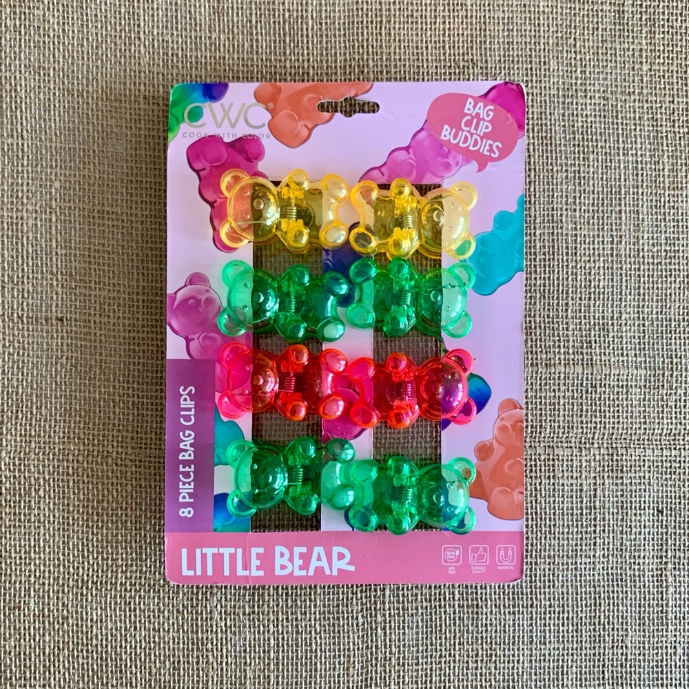8 Bag / Chip Clips with Gummy Teddy Bear Magnetic BPA Free NWOT Sealed